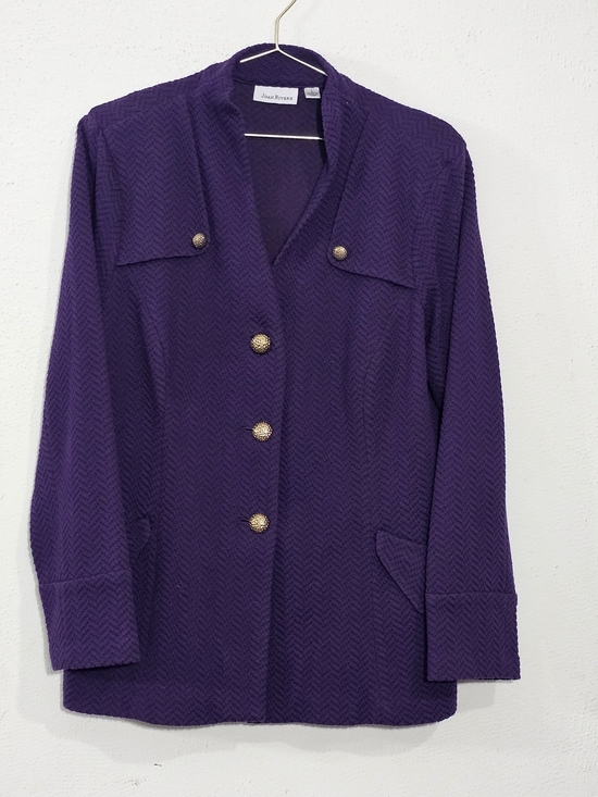 Joan Rivers Jackets & Blazers - JOAN RIVERS Purple Textured Button-Front Jacket